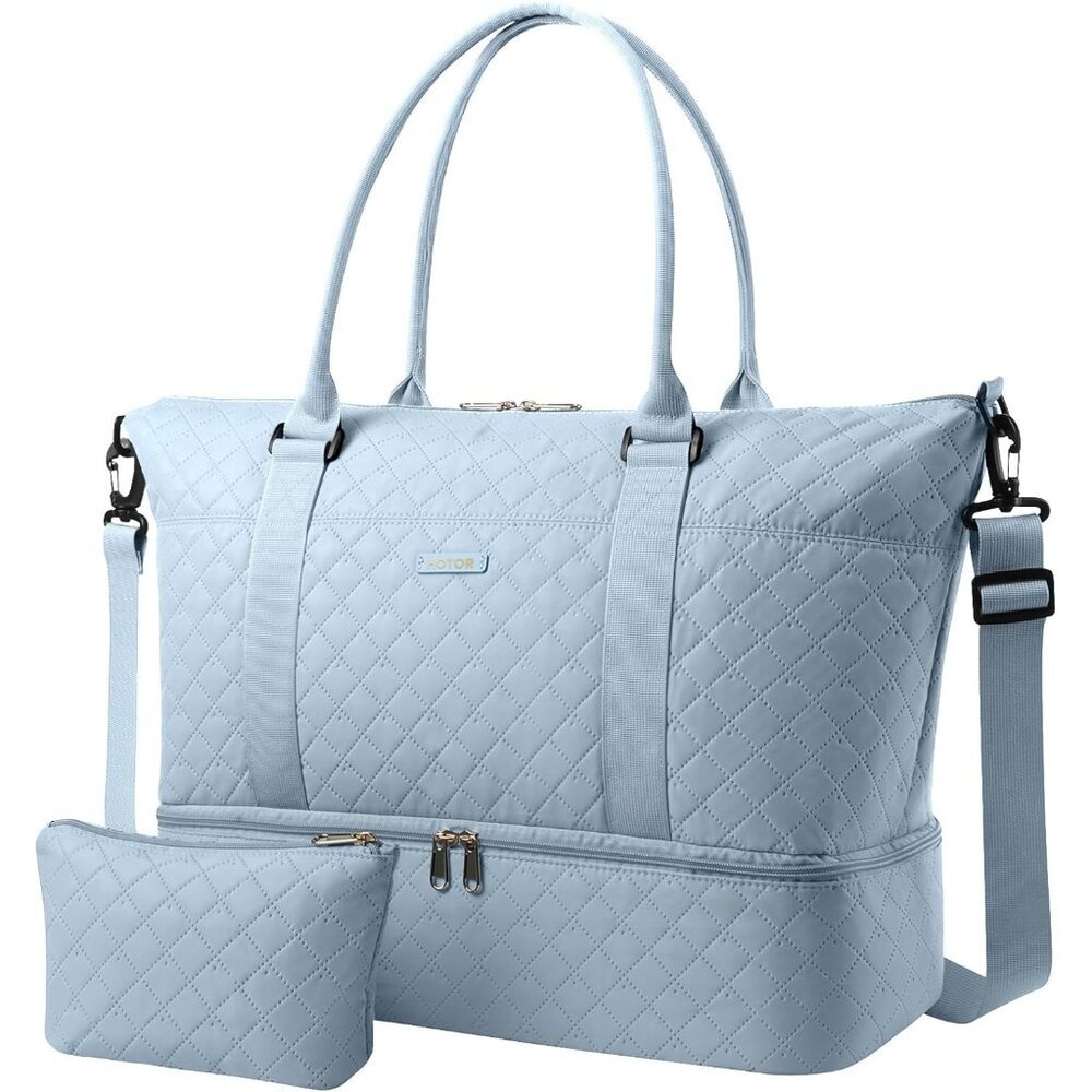 Hotor Women Blue Large Overnight with Shoe Compartment  Travel Duffel Bag